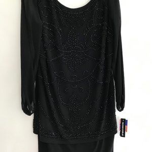Event Worthy Beaded Black Dress, Size 14W